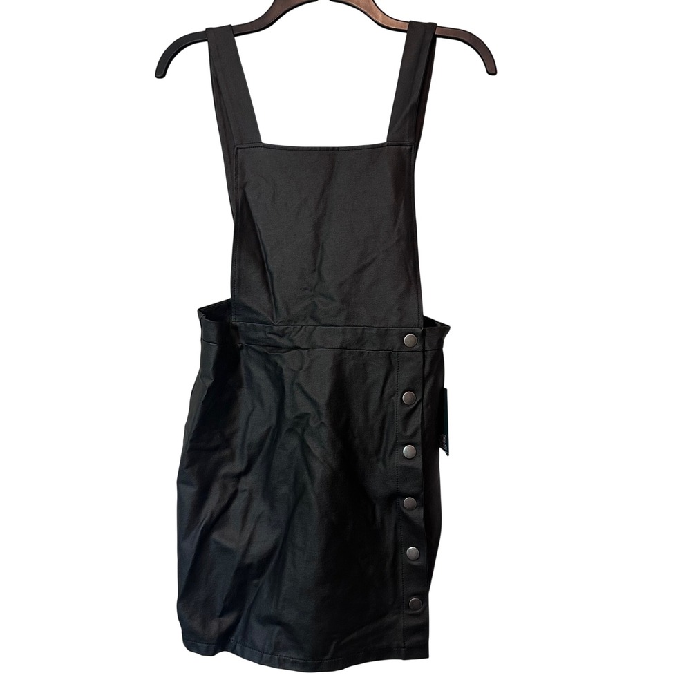 Wild Fable Faux Leather Overall Mini Dress Womens Small Ebony Black NEW 90s